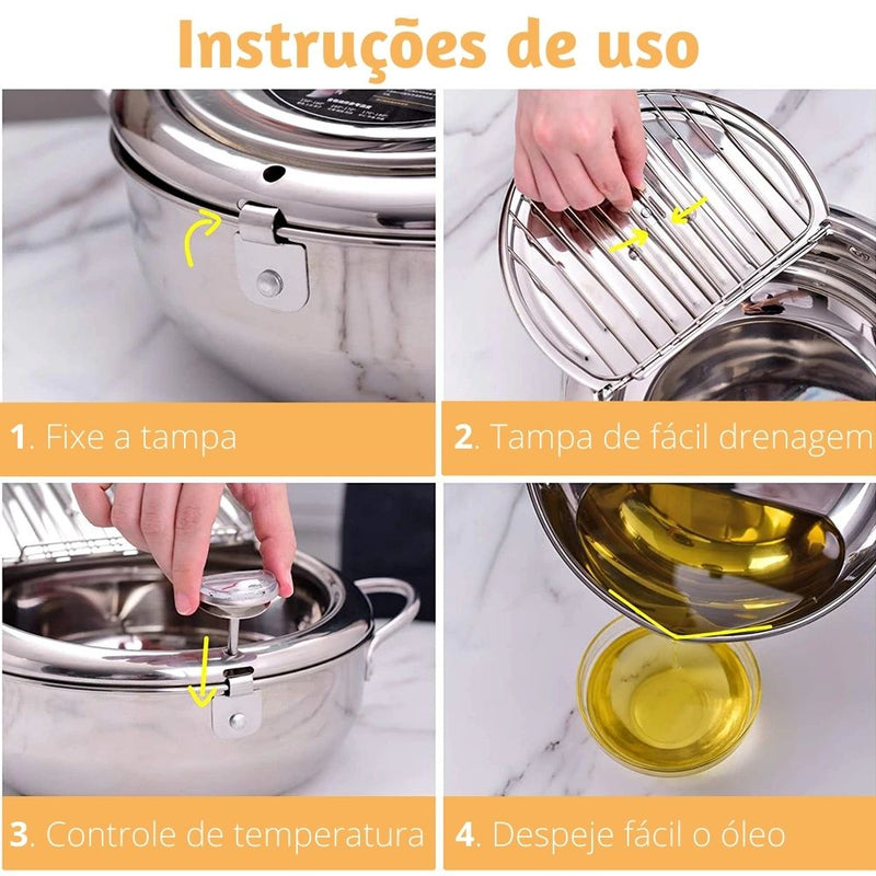 Fritadeira Inox Resistente Controle de Temperatura